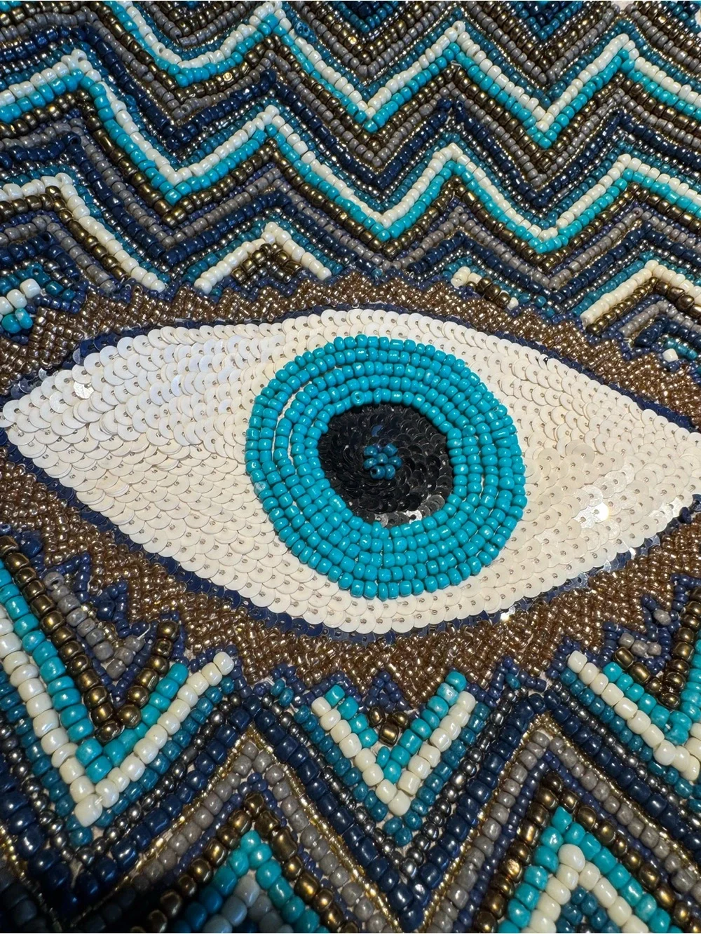 America Beyond Beaded Evil Eye Large Beach Tote with Coin Purse Grecian Nights